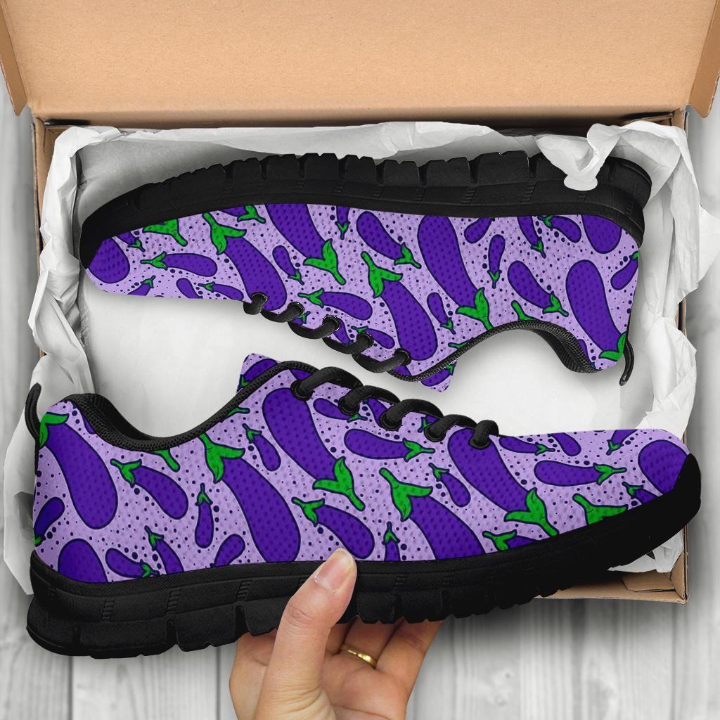 Eggplant Cute Print Pattern Sneaker Shoes For Men Women-grizzshop