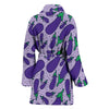 Eggplant Cute Print Pattern Women Long Robe-grizzshop