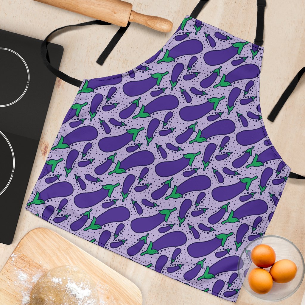 Eggplant Cute Print Pattern Women's Apron-grizzshop