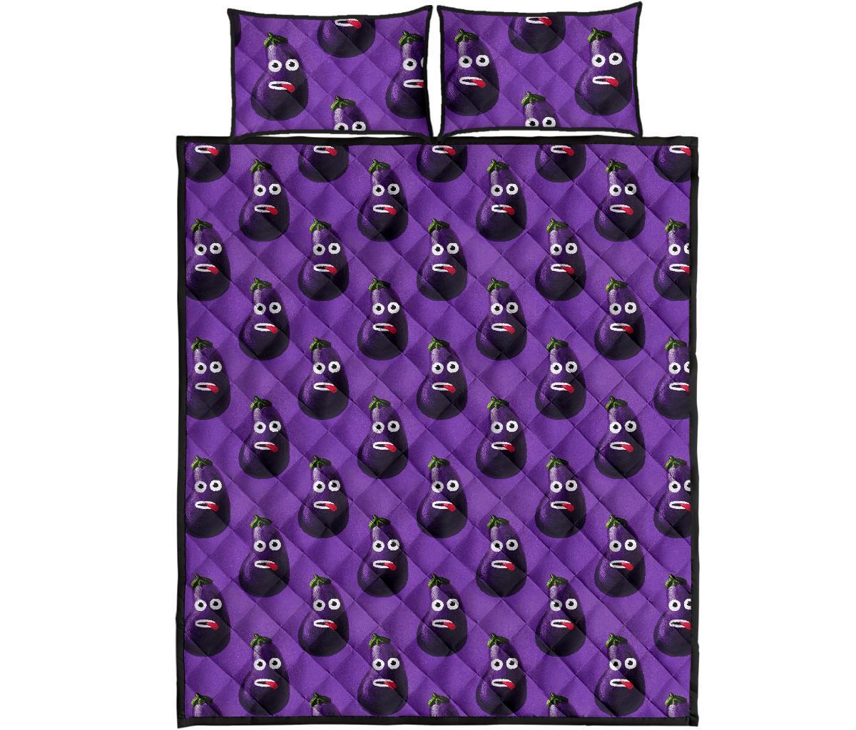 Eggplant Funny Pattern Print Bed Set Quilt-grizzshop