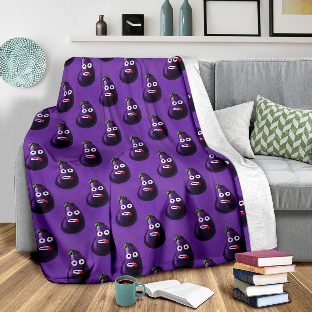 Eggplant Funny Pattern Print Blanket-grizzshop