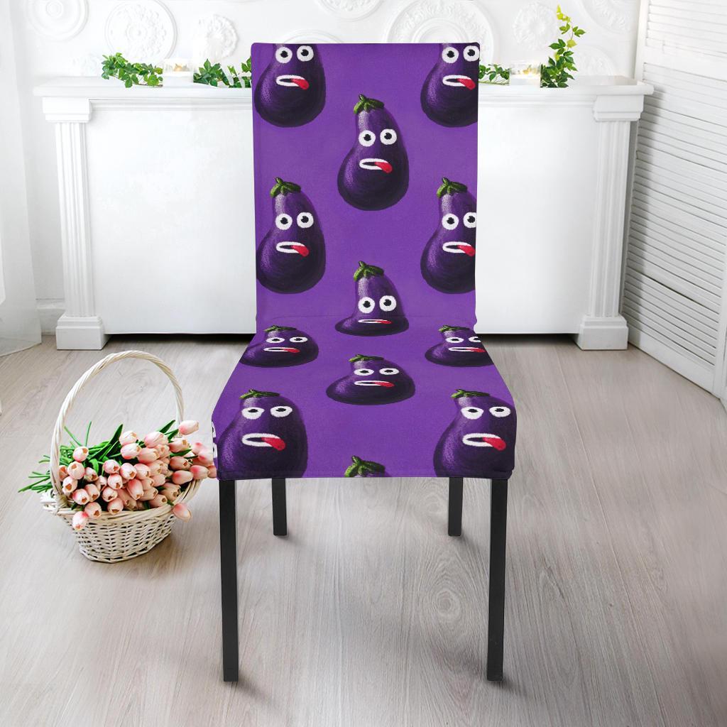 Eggplant Funny Pattern Print Chair Cover-grizzshop