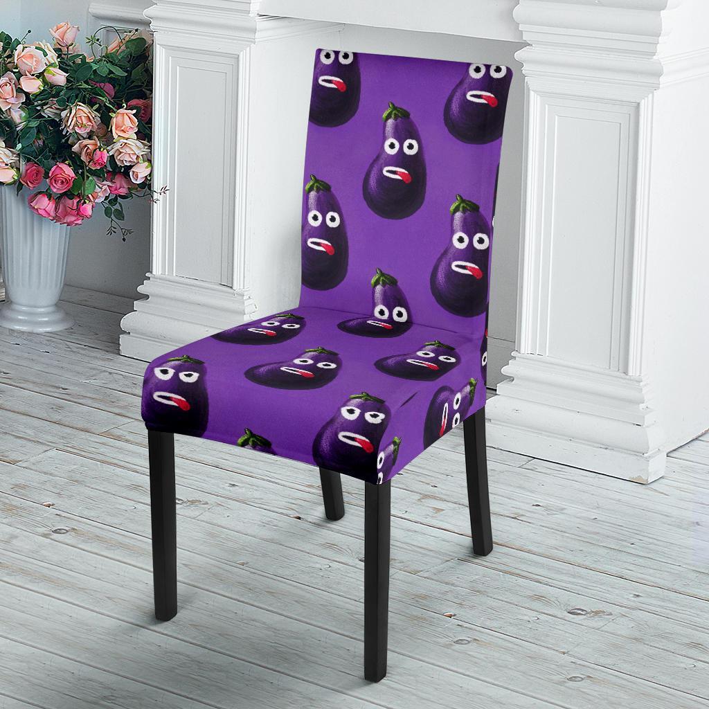 Eggplant Funny Pattern Print Chair Cover-grizzshop