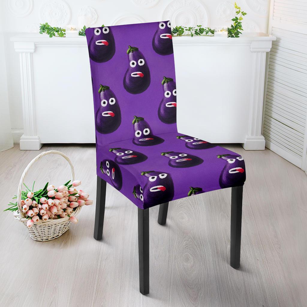 Eggplant Funny Pattern Print Chair Cover-grizzshop