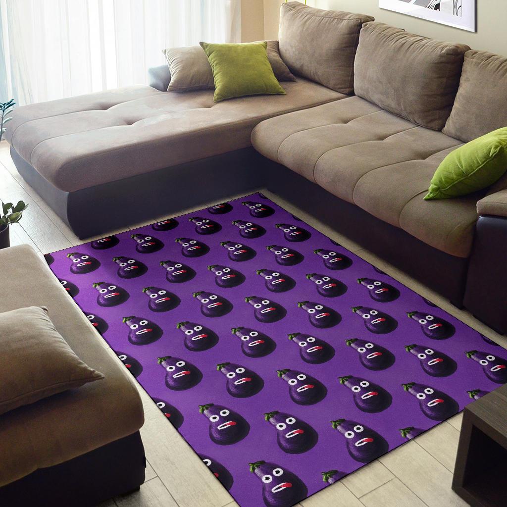 Eggplant Funny Pattern Print Floor Mat-grizzshop