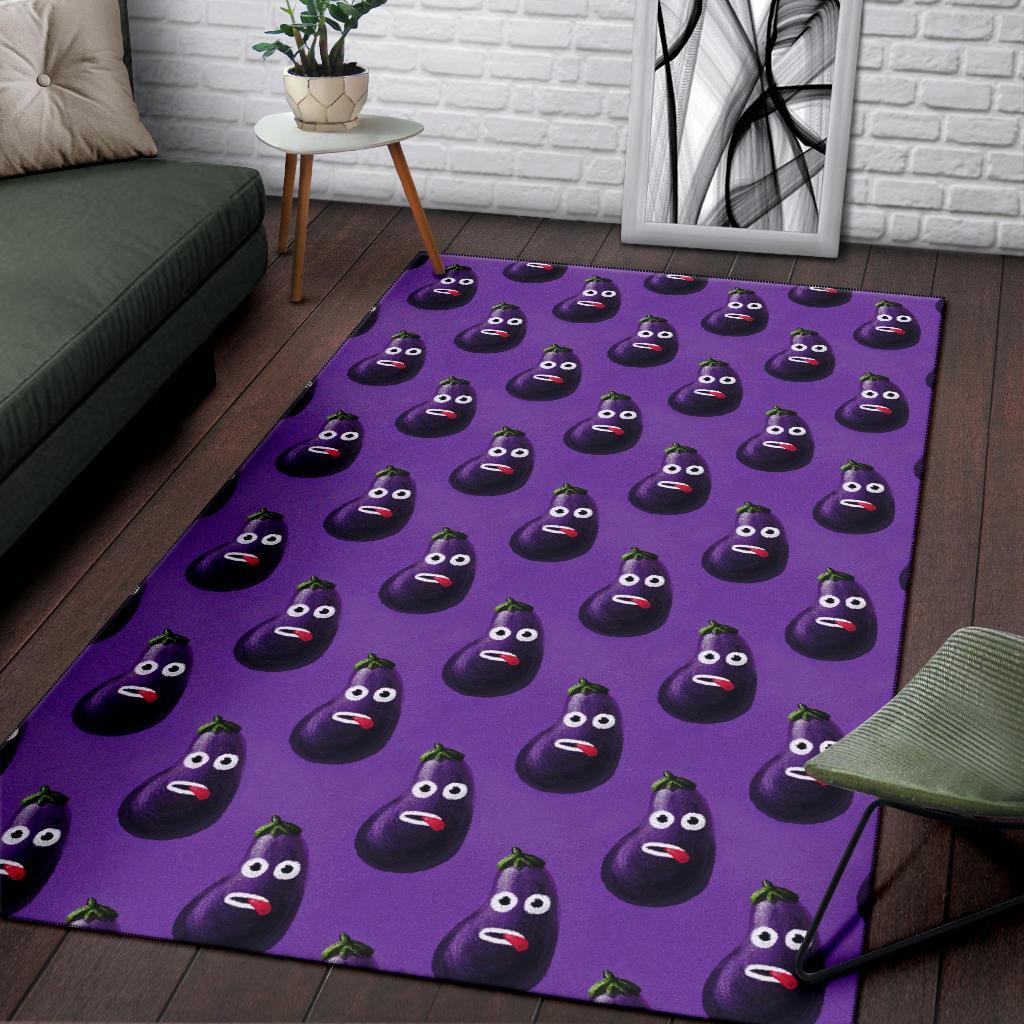 Eggplant Funny Pattern Print Floor Mat-grizzshop