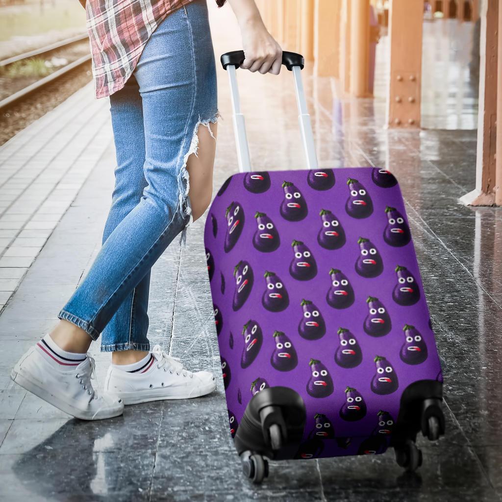 Eggplant Funny Pattern Print Luggage Cover Protector-grizzshop