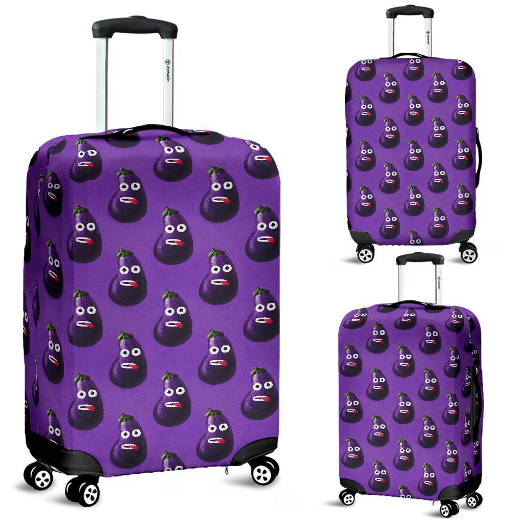 Eggplant Funny Pattern Print Luggage Cover Protector-grizzshop