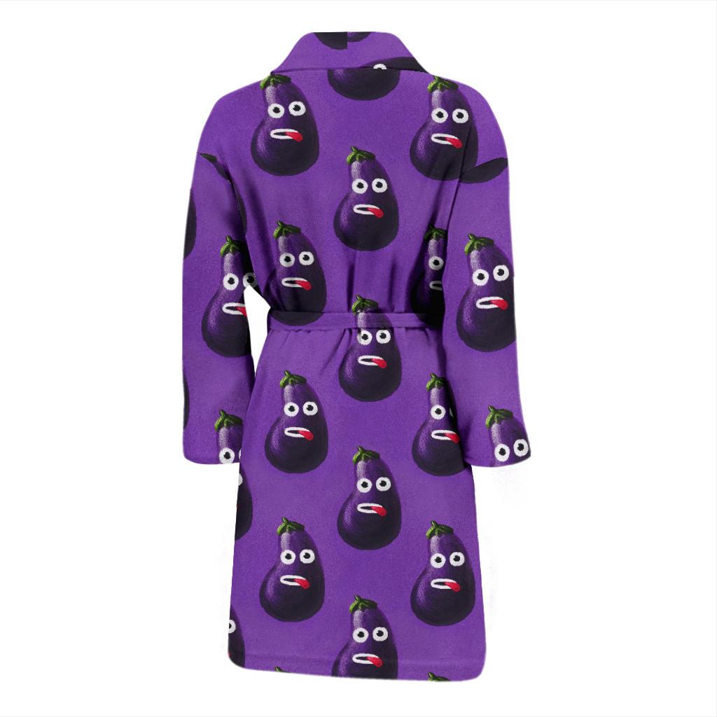 Eggplant Funny Pattern Print Men Long Robe-grizzshop