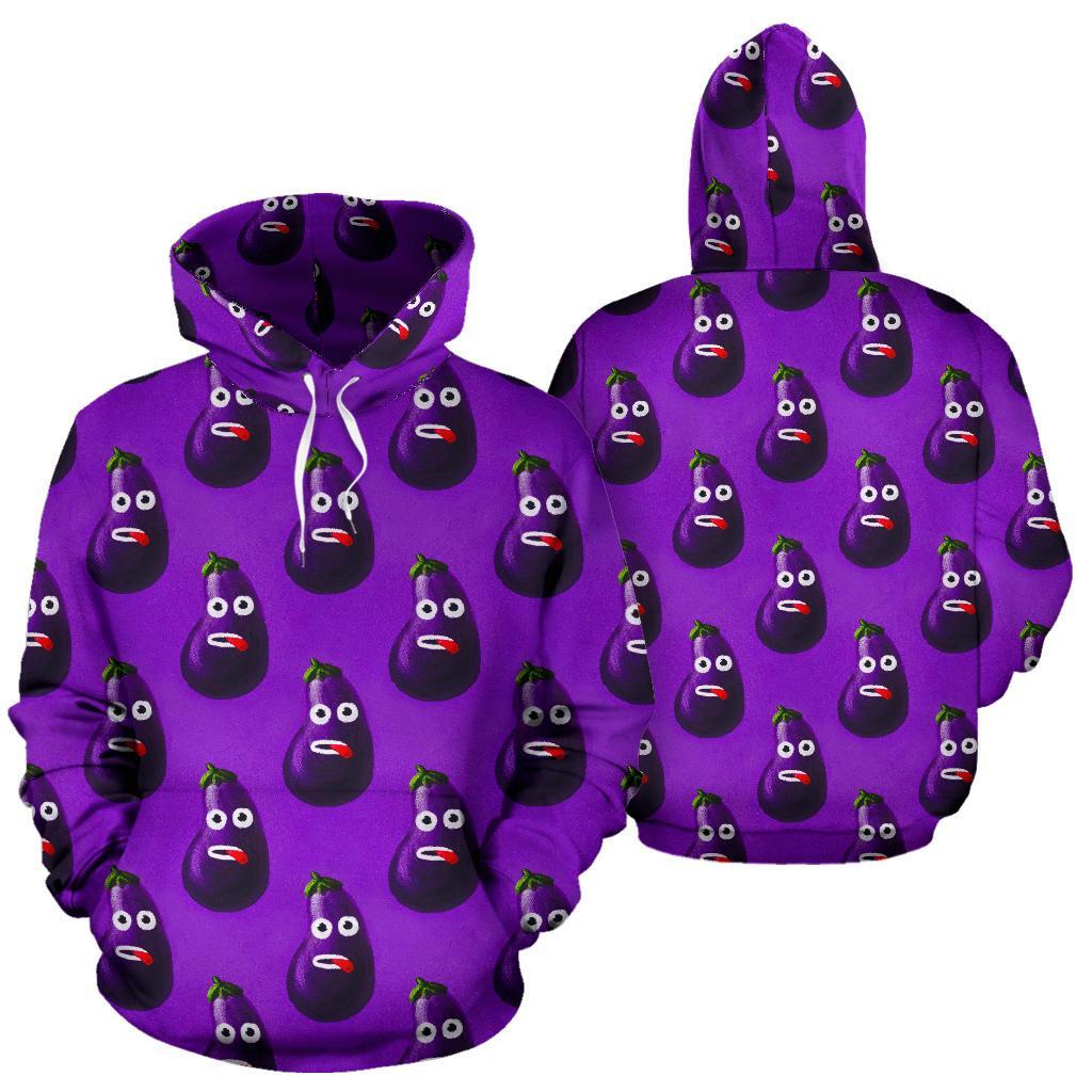 Eggplant Funny Pattern Print Men Women Pullover Hoodie-grizzshop