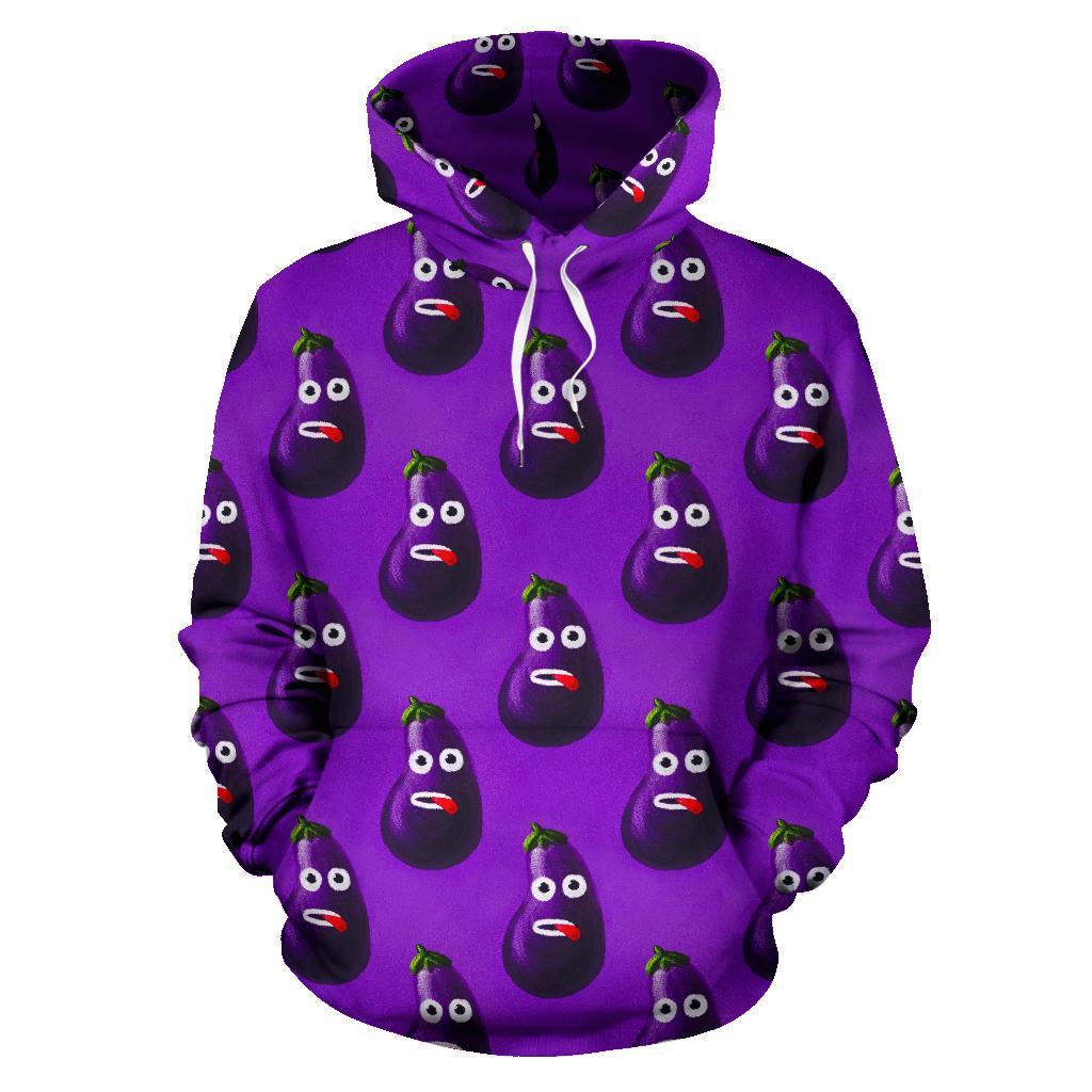 Eggplant Funny Pattern Print Men Women Pullover Hoodie-grizzshop