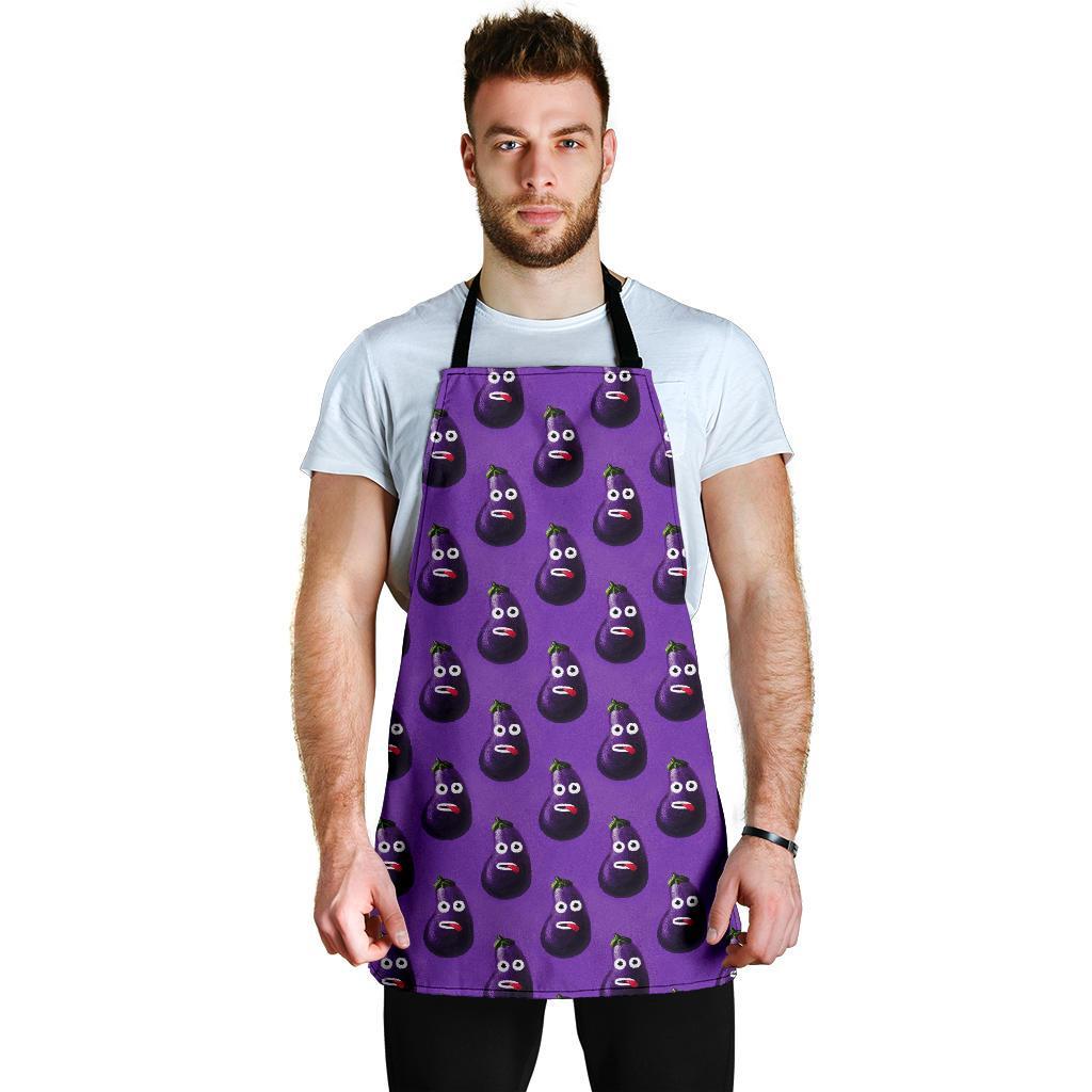 Eggplant Funny Pattern Print Men's Apron-grizzshop