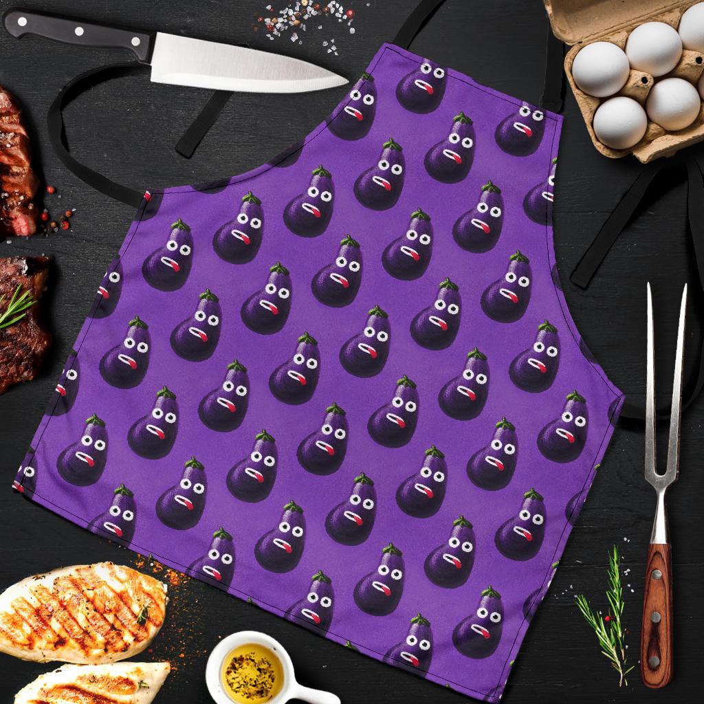 Eggplant Funny Pattern Print Men's Apron-grizzshop