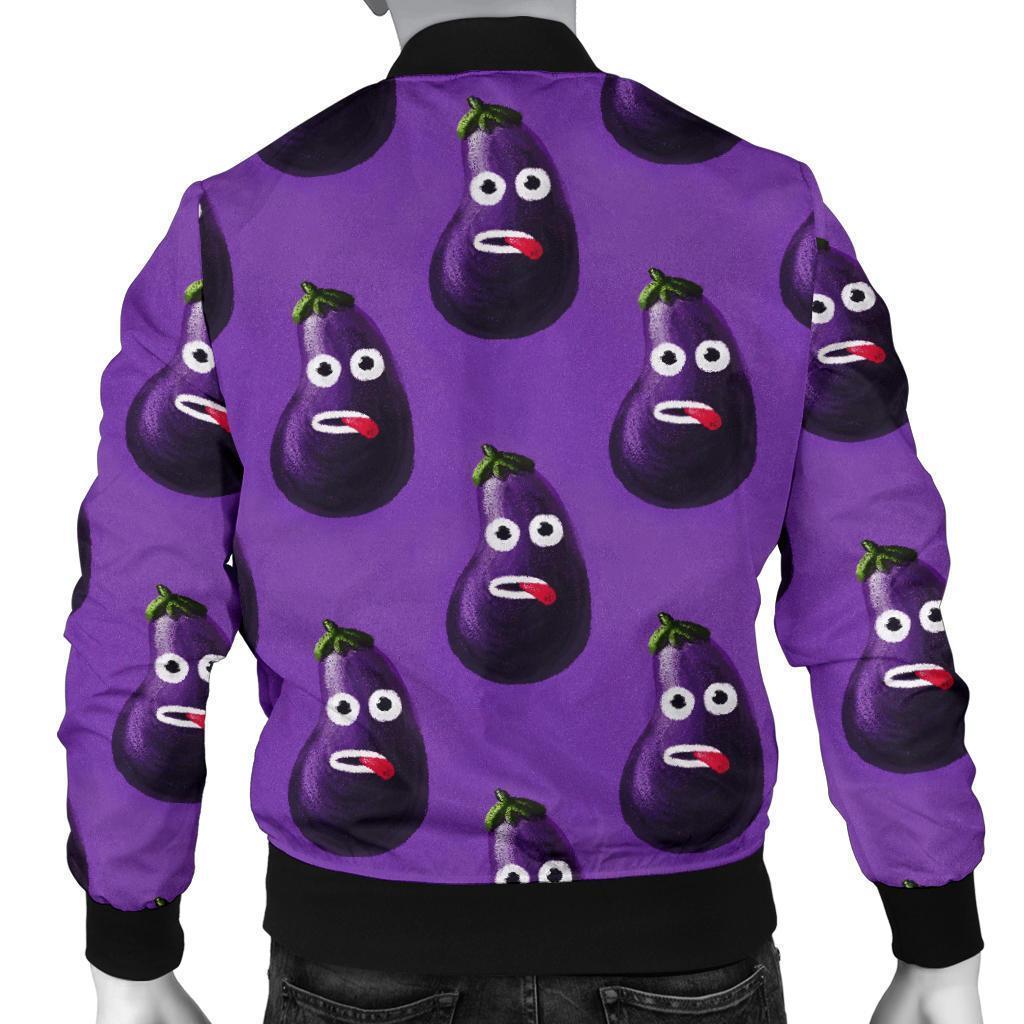 Eggplant Funny Pattern Print Men's Bomber Jacket-grizzshop