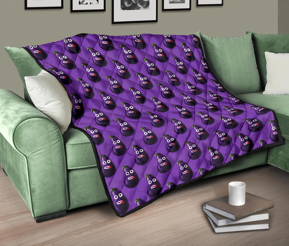 Eggplant Funny Pattern Print Quilt-grizzshop