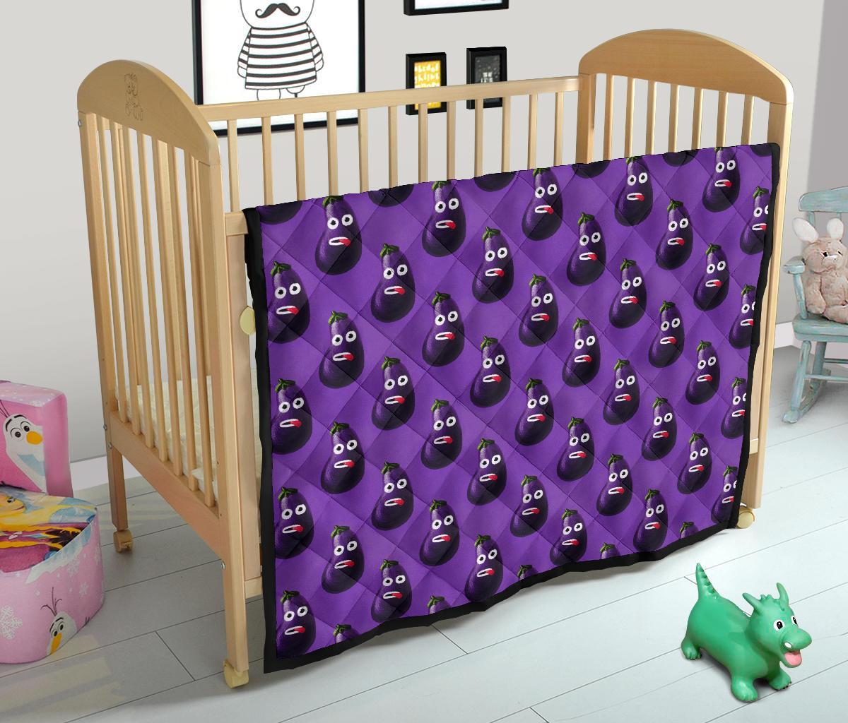 Eggplant Funny Pattern Print Quilt-grizzshop