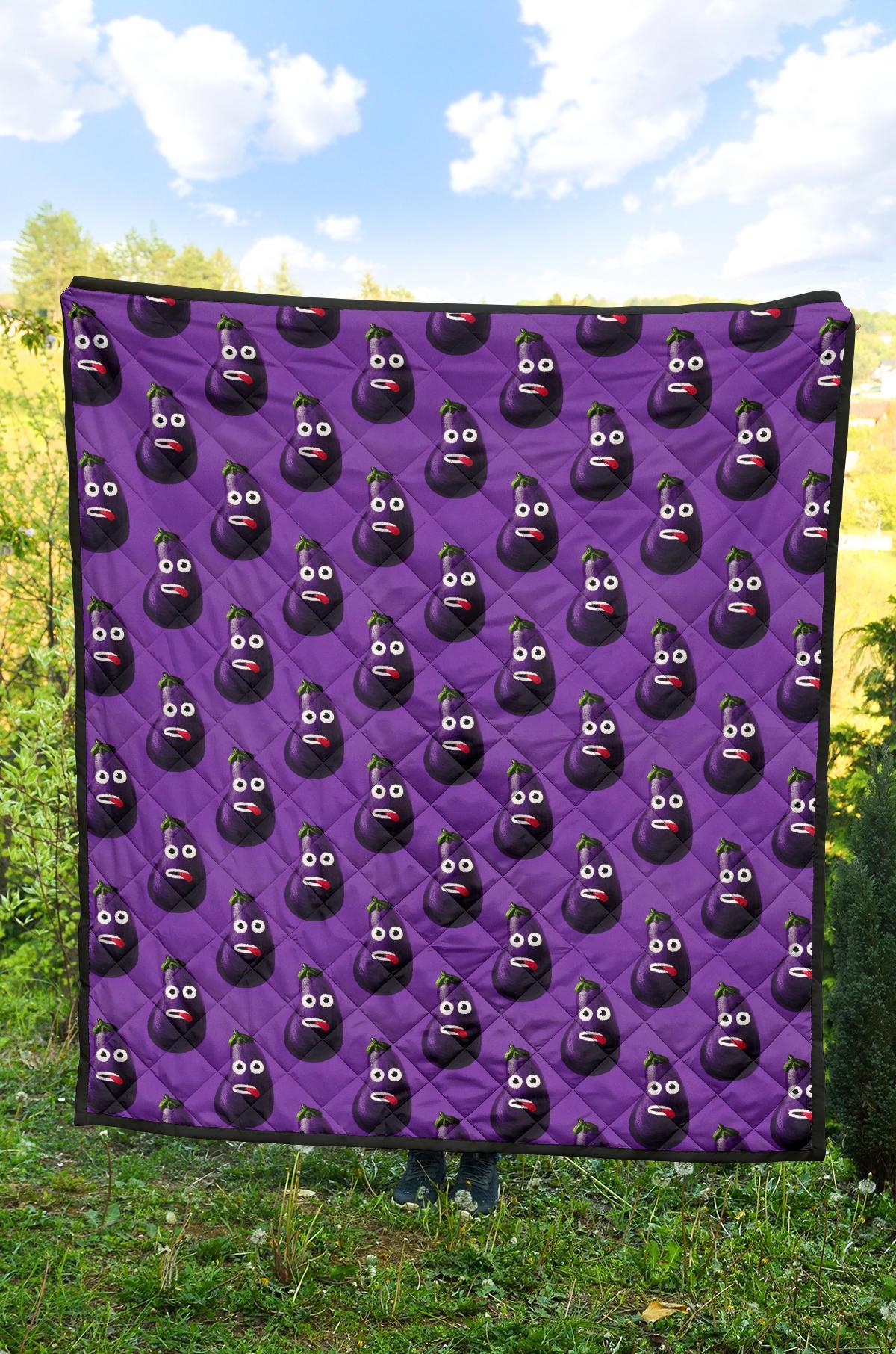 Eggplant Funny Pattern Print Quilt-grizzshop