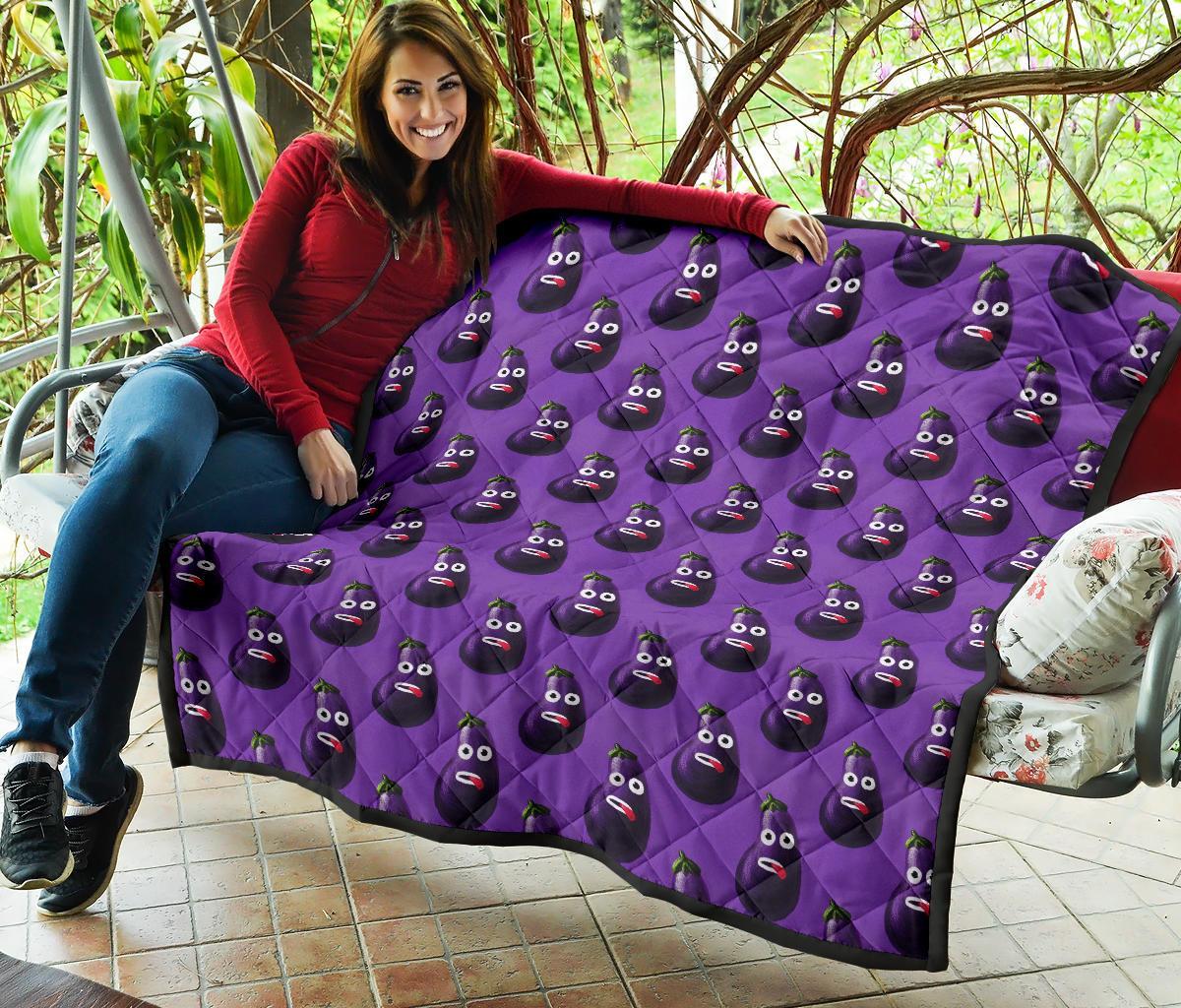 Eggplant Funny Pattern Print Quilt-grizzshop