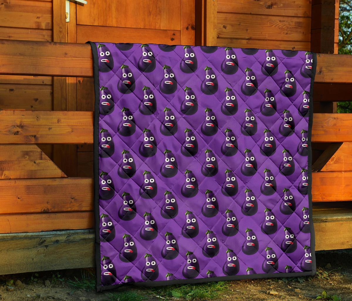 Eggplant Funny Pattern Print Quilt-grizzshop