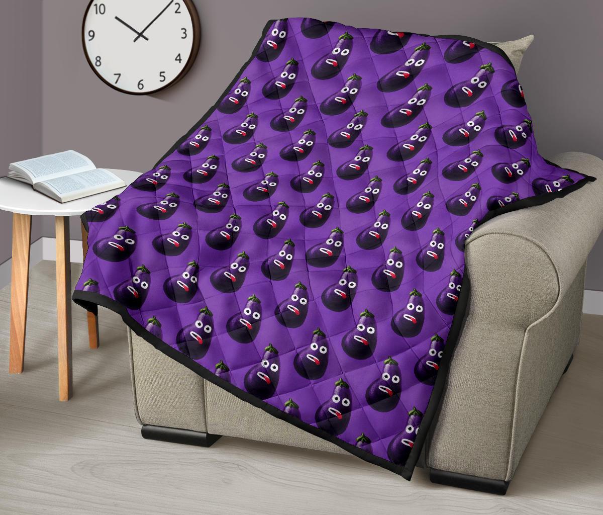 Eggplant Funny Pattern Print Quilt-grizzshop