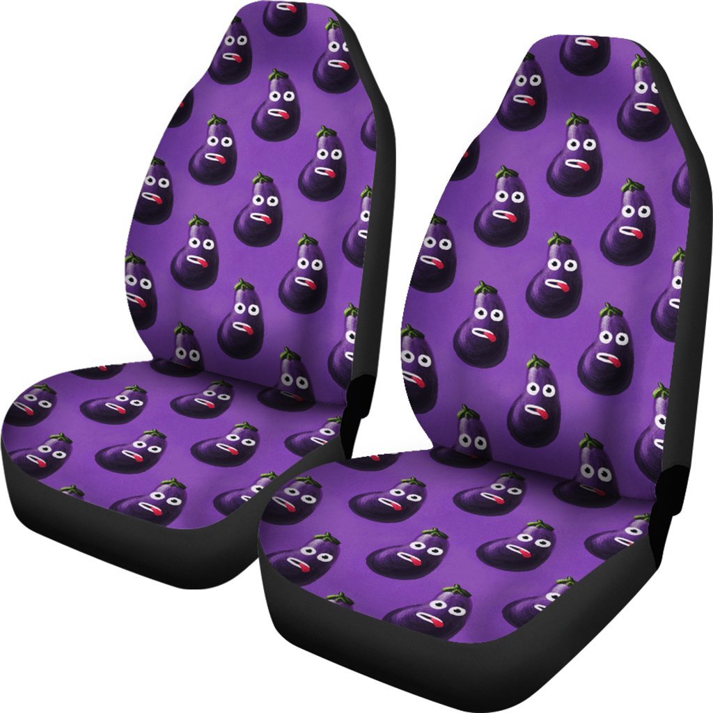 Eggplant Funny Pattern Print Universal Fit Car Seat Covers-grizzshop