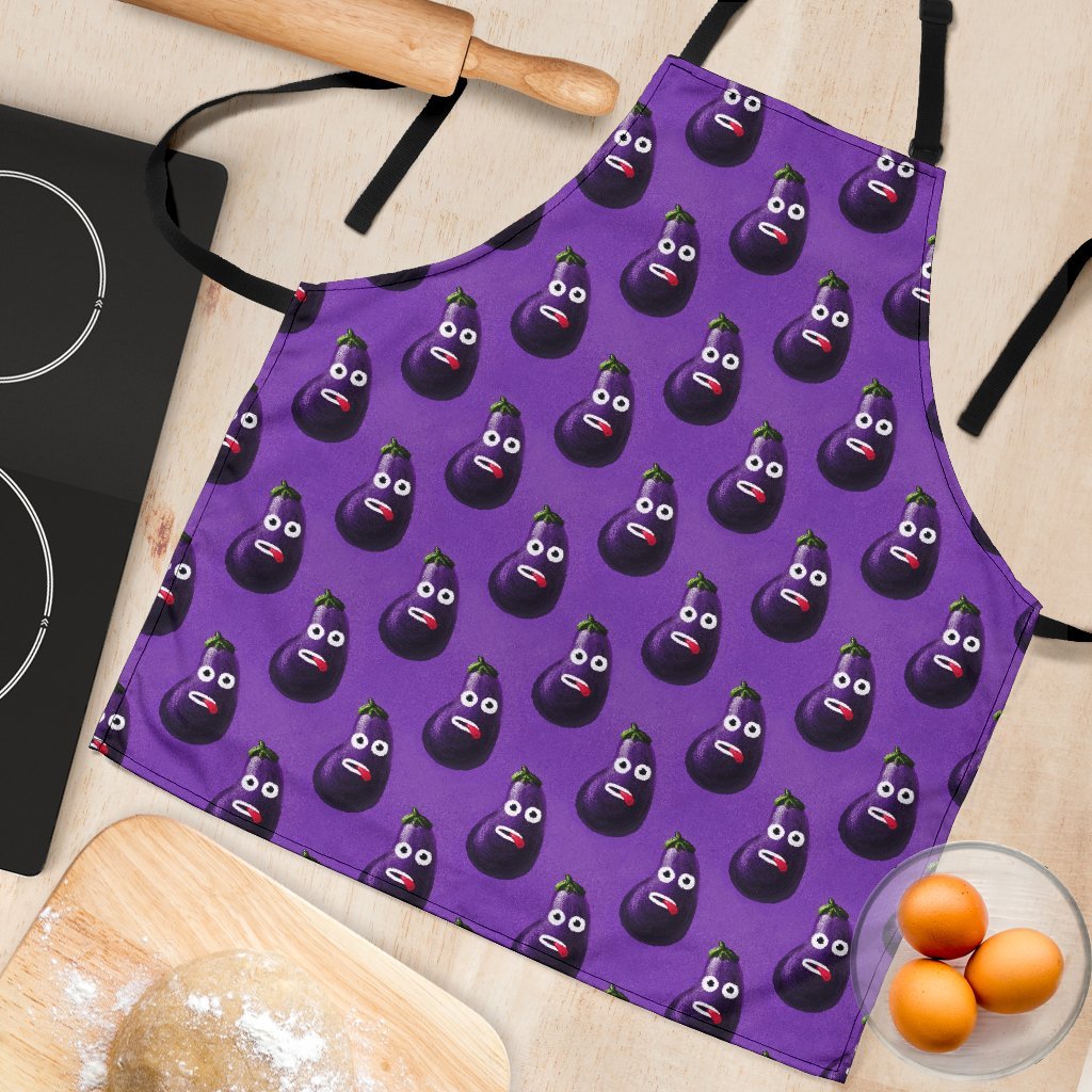 Eggplant Funny Pattern Print Women's Apron-grizzshop