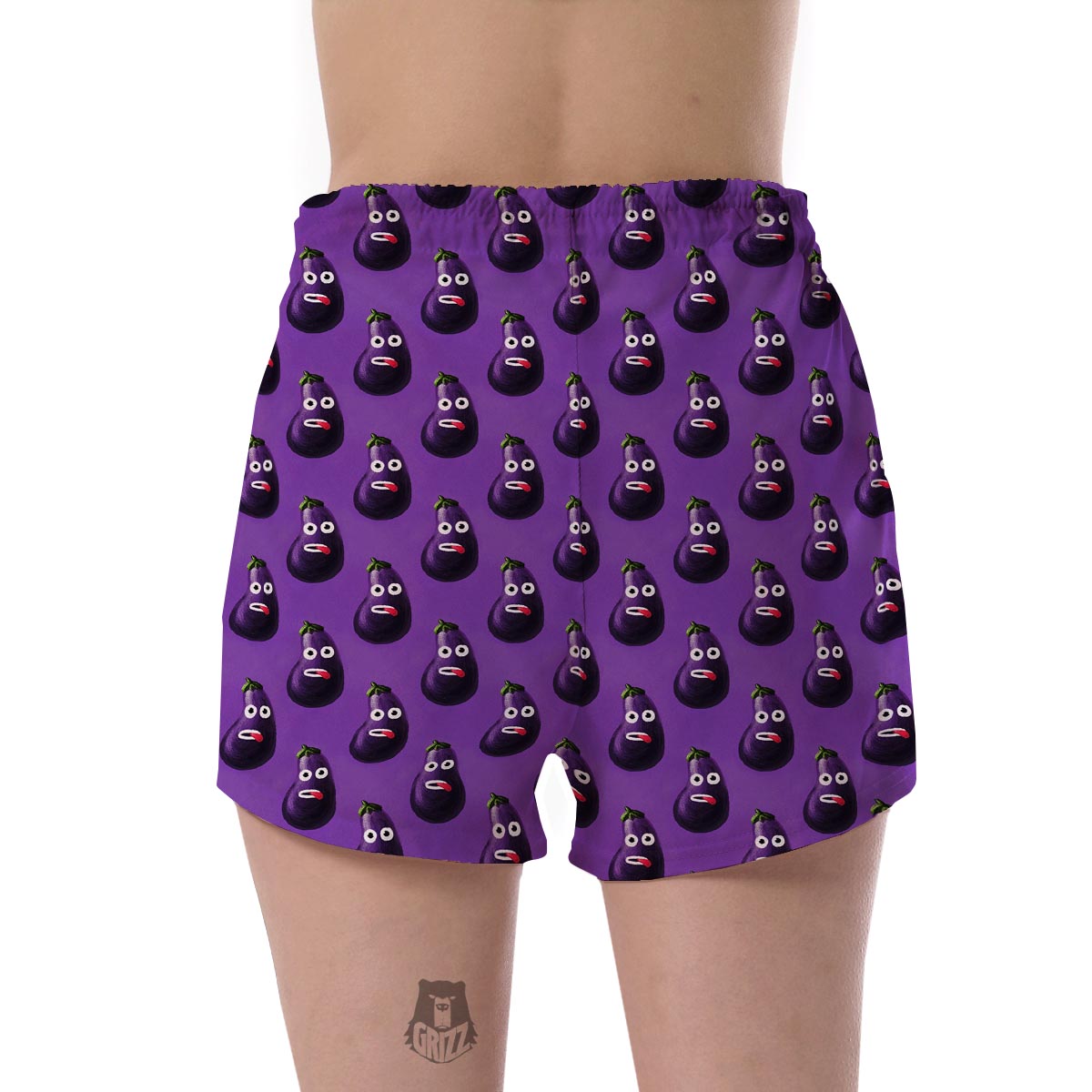 Eggplant Funny Pattern Print Women's Shorts-grizzshop