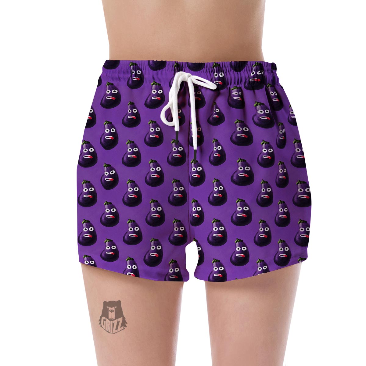 Eggplant Funny Pattern Print Women's Shorts-grizzshop