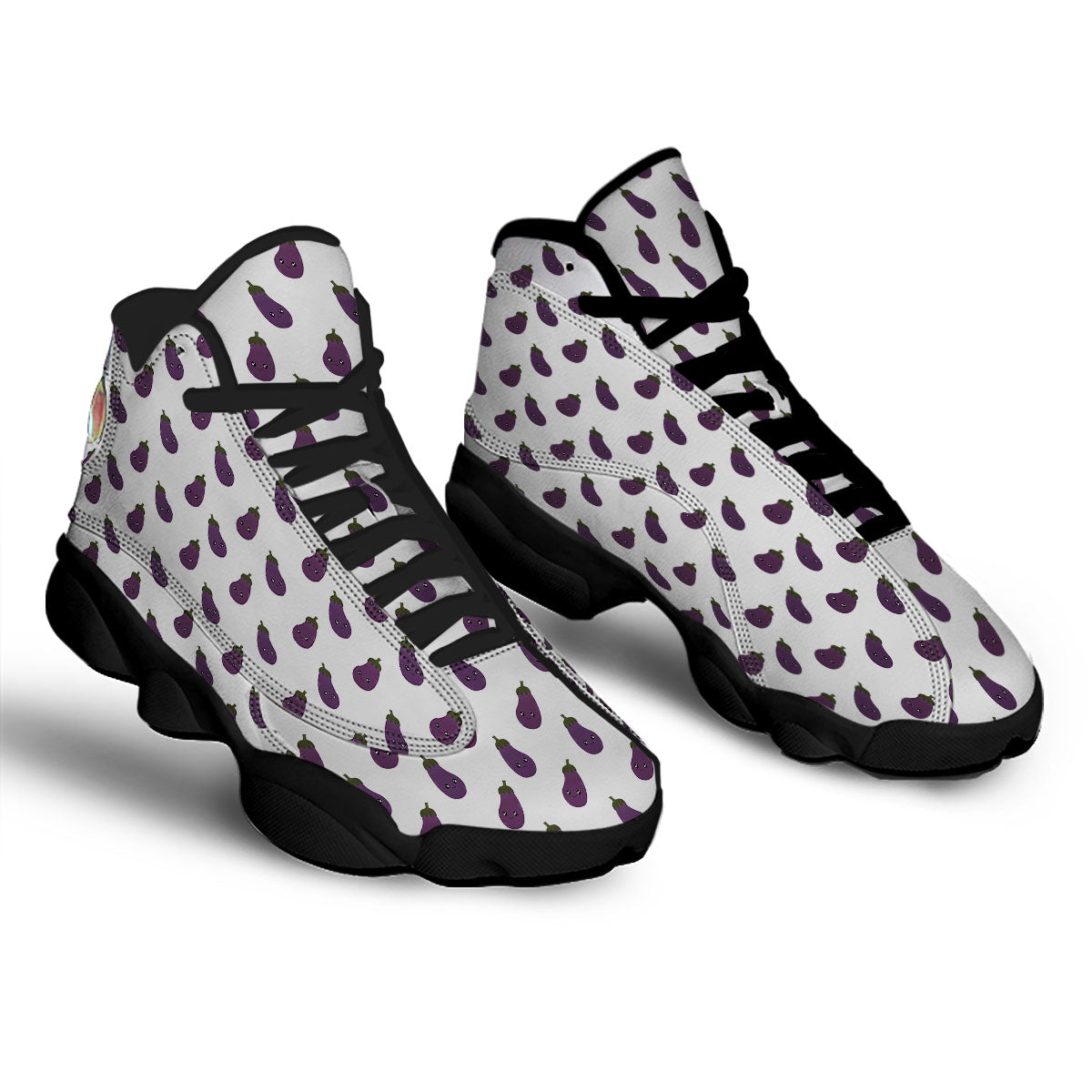 Eggplant Funny Print Pattern Black Basketball Shoes-grizzshop
