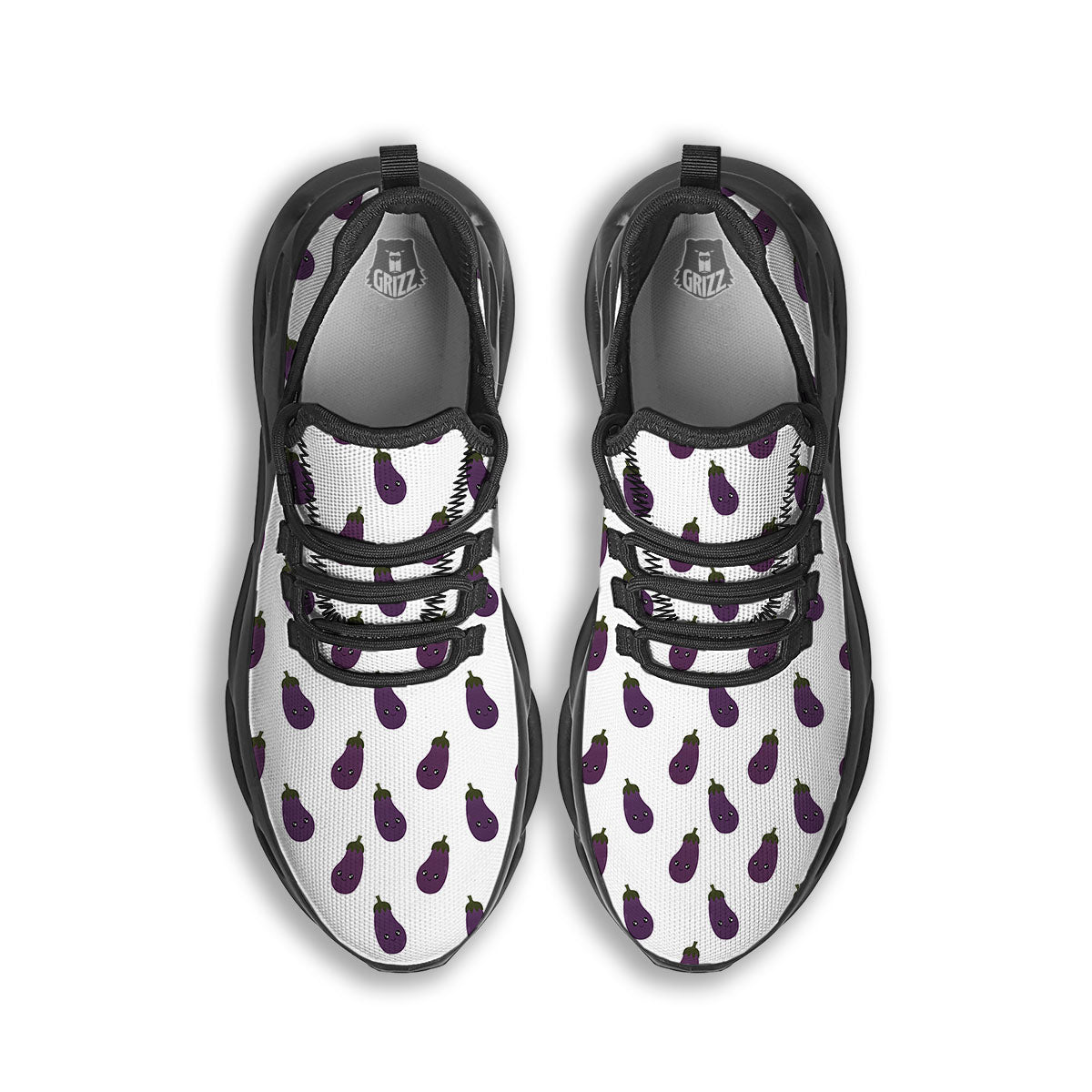 Eggplant Funny Print Pattern Black Running Shoes-grizzshop
