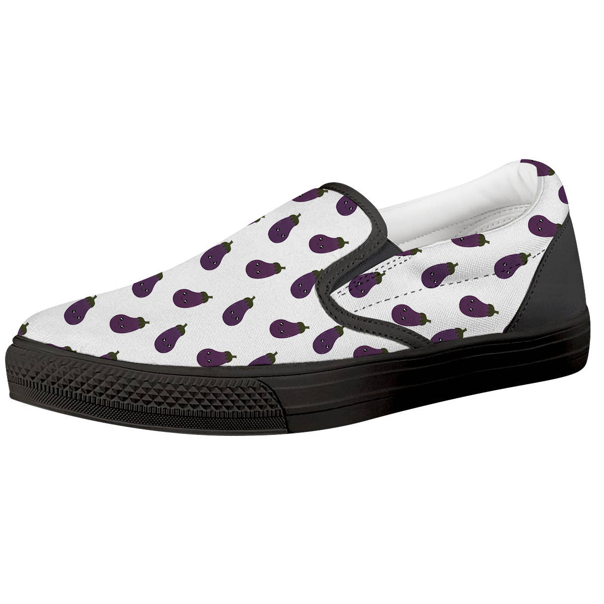 Eggplant Funny Print Pattern Black Slip On Shoes-grizzshop
