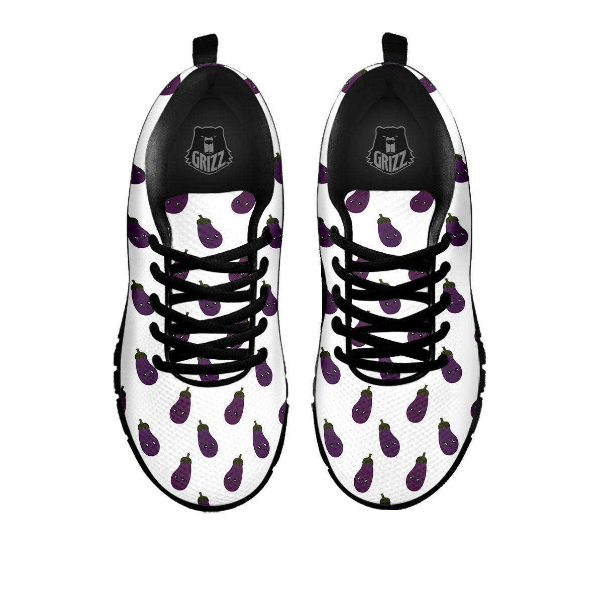 Eggplant Funny Print Pattern Black Sneaker-grizzshop