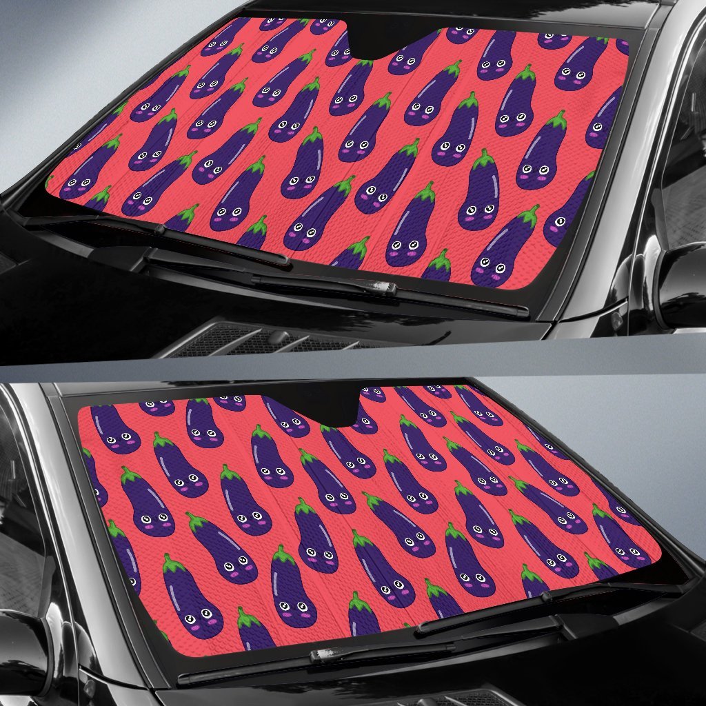 Eggplant Funny Print Pattern Car Sun Shade-grizzshop