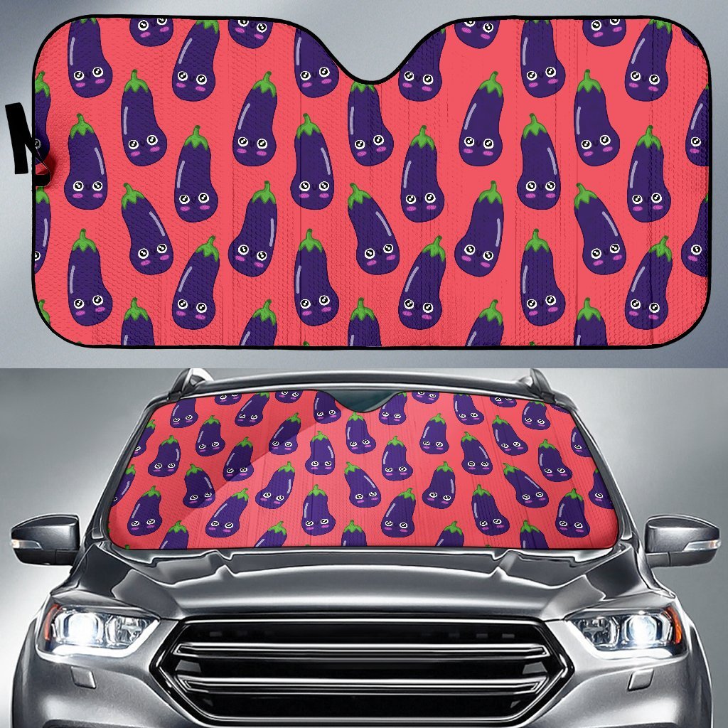 Eggplant Funny Print Pattern Car Sun Shade-grizzshop