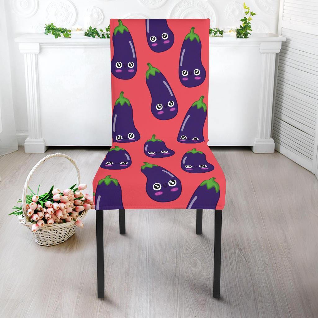 Eggplant Funny Print Pattern Chair Cover-grizzshop