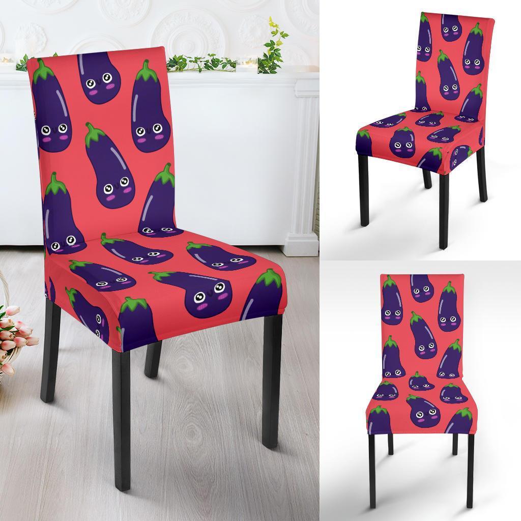 Eggplant Funny Print Pattern Chair Cover-grizzshop