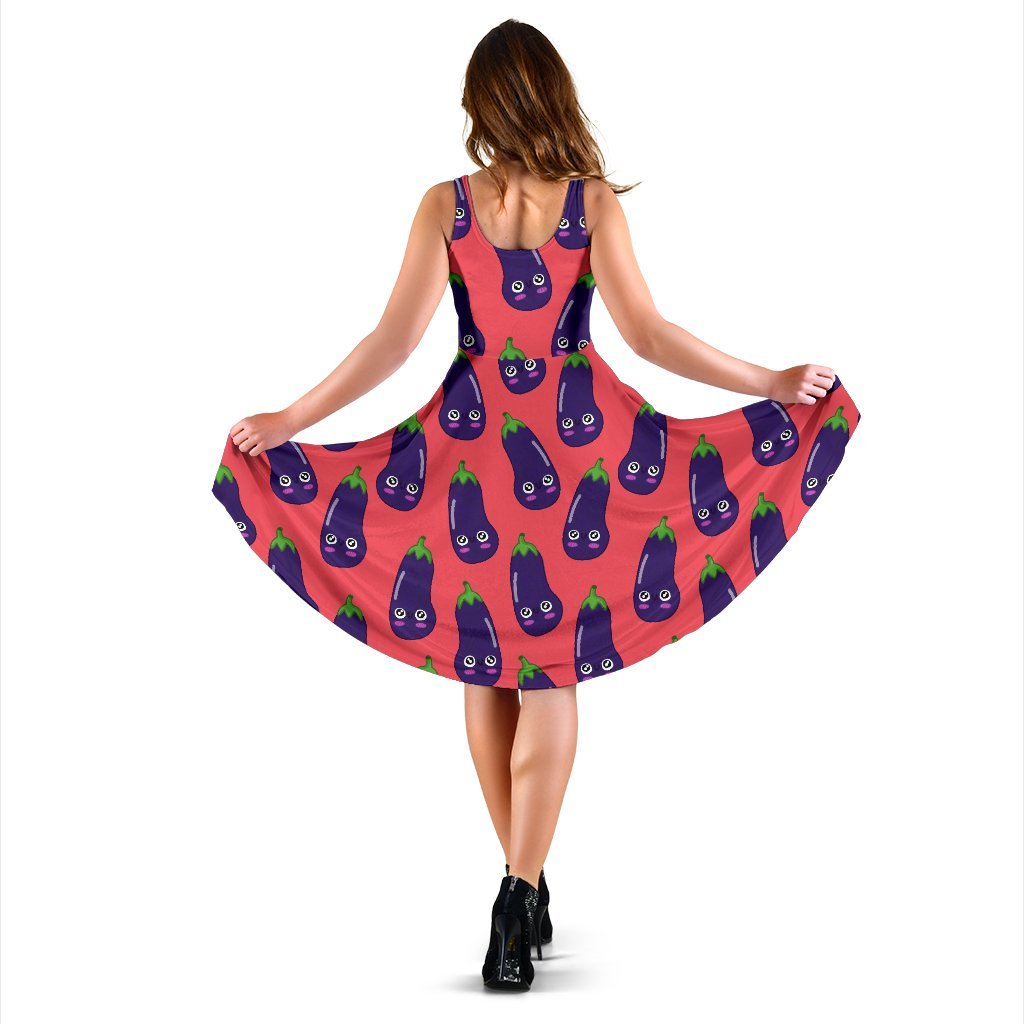 Eggplant Funny Print Pattern Dress-grizzshop