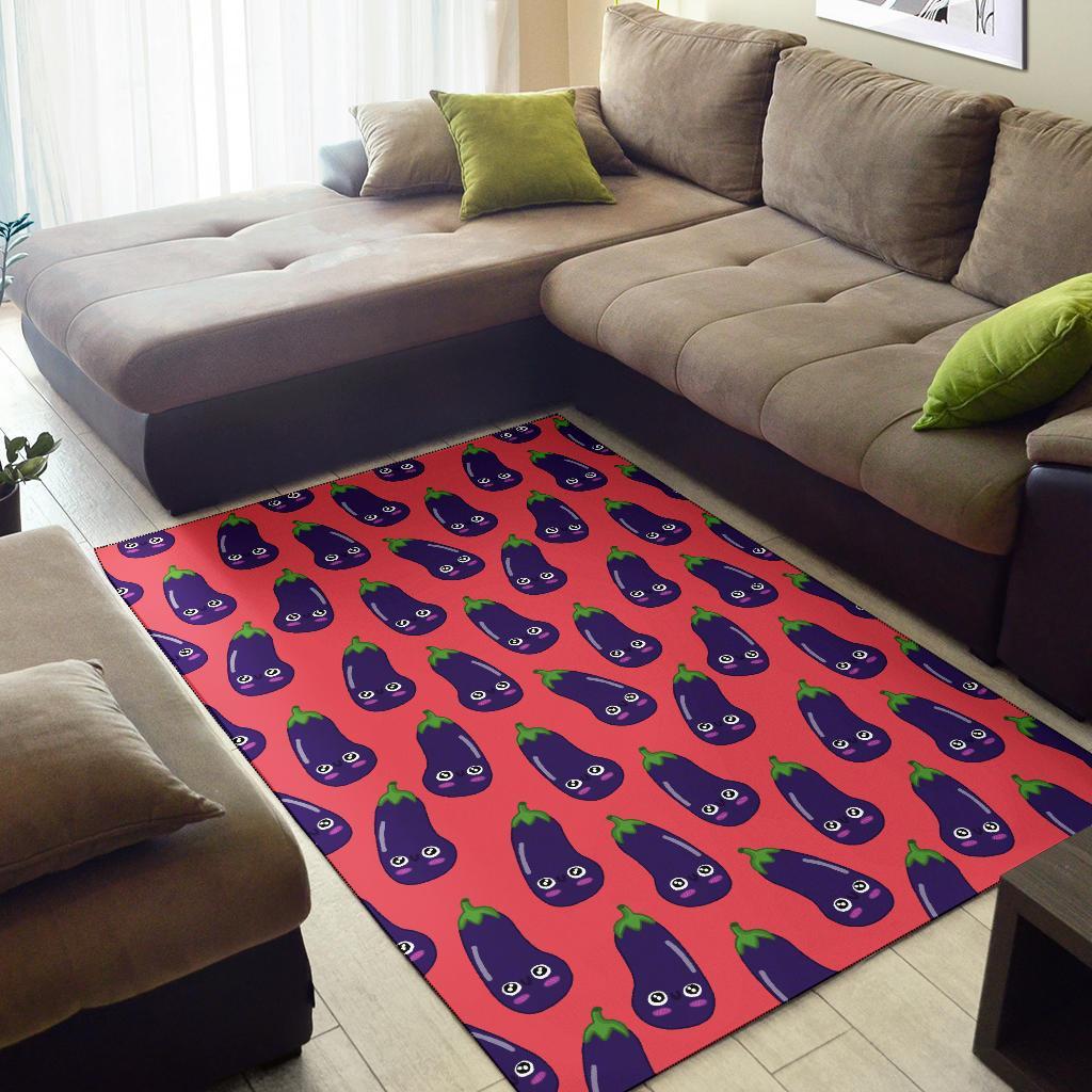 Eggplant Funny Print Pattern Floor Mat-grizzshop