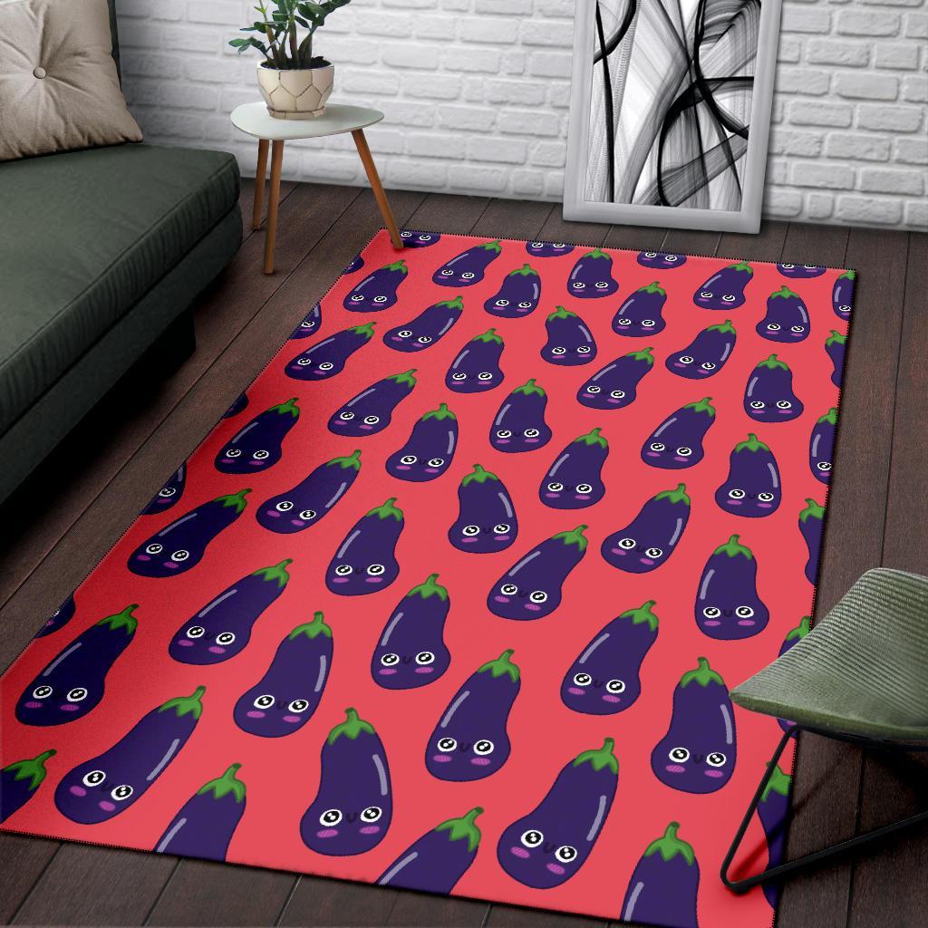 Eggplant Funny Print Pattern Floor Mat-grizzshop