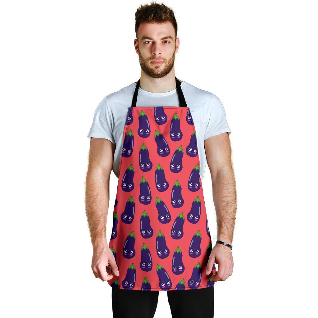 Eggplant Funny Print Pattern Men's Apron-grizzshop