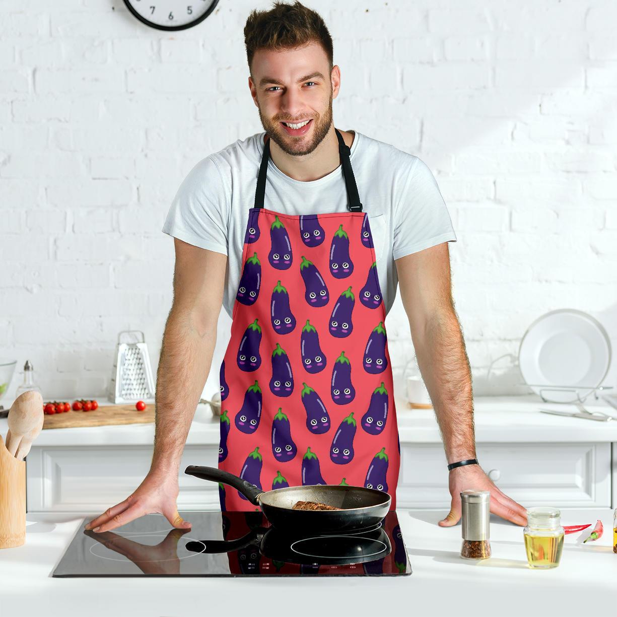 Eggplant Funny Print Pattern Men's Apron-grizzshop