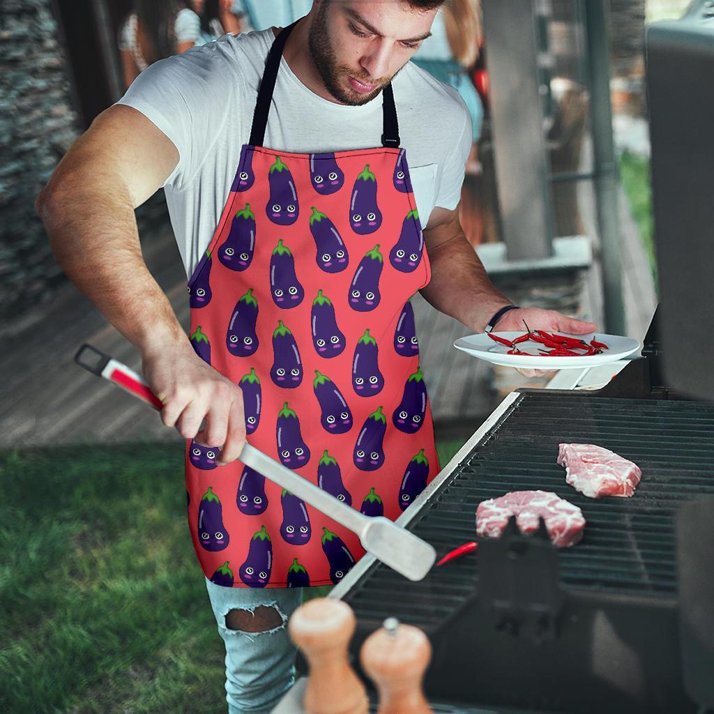 Eggplant Funny Print Pattern Men's Apron-grizzshop