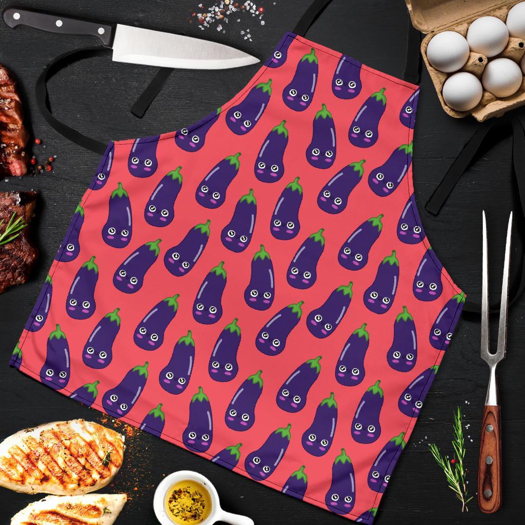 Eggplant Funny Print Pattern Men's Apron-grizzshop