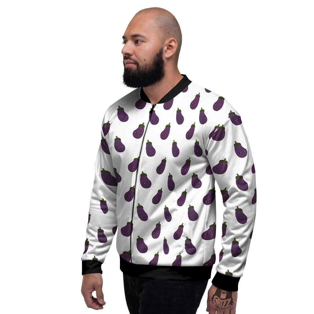 Eggplant Funny Print Pattern Men's Bomber Jacket-grizzshop