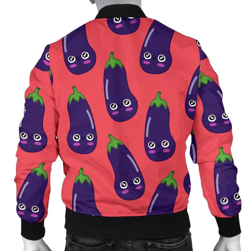 Eggplant Funny Print Pattern Men's Bomber Jacket-grizzshop