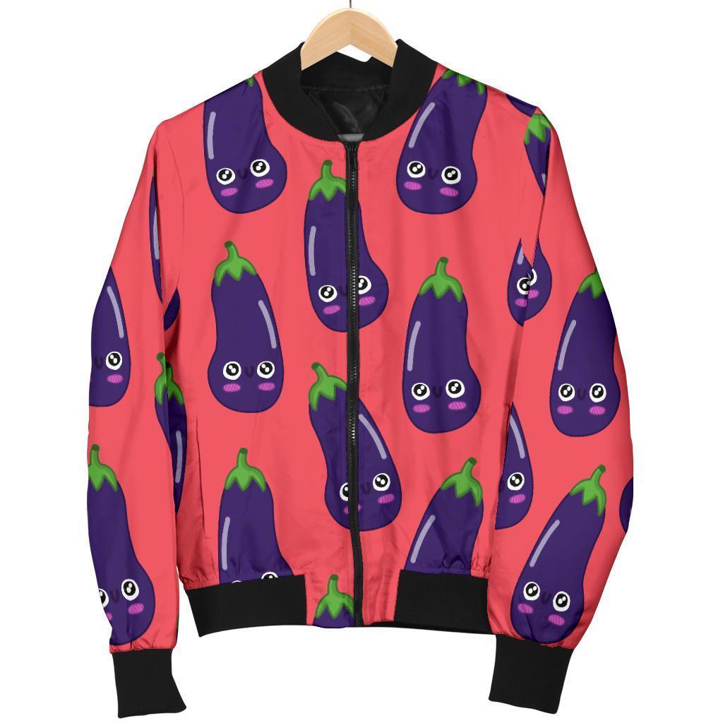 Eggplant Funny Print Pattern Men's Bomber Jacket-grizzshop