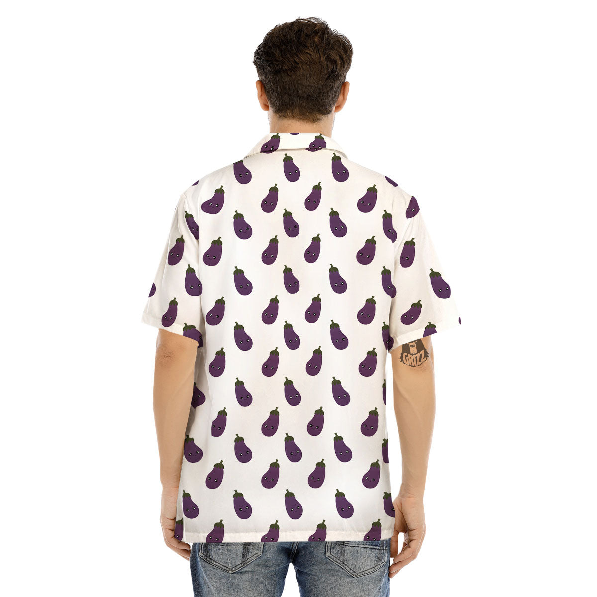 Eggplant Funny Print Pattern Men's Hawaiian Shirt-grizzshop