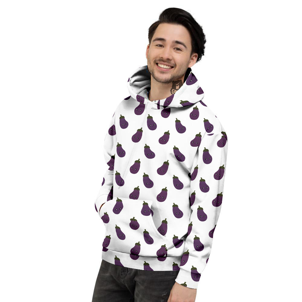 Eggplant Funny Print Pattern Men's Hoodie-grizzshop