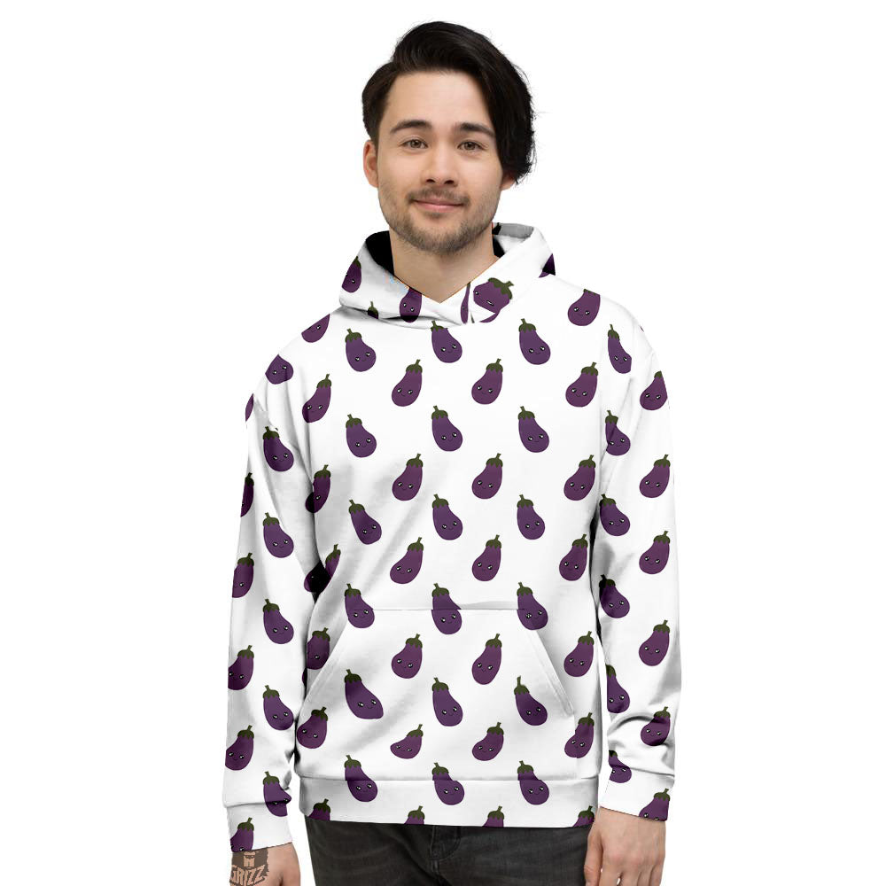 Eggplant Funny Print Pattern Men's Hoodie-grizzshop