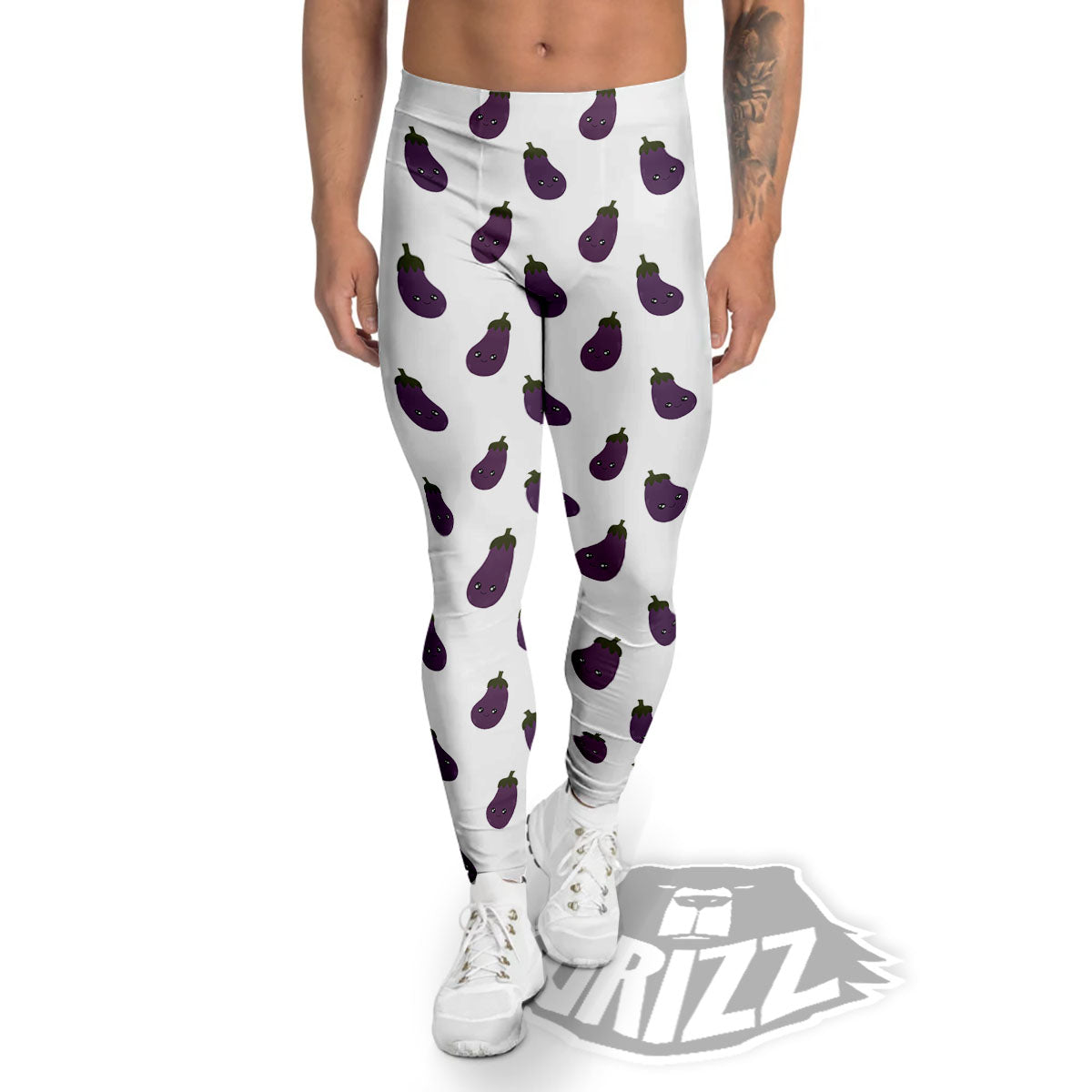 Eggplant Funny Print Pattern Men's Leggings-grizzshop